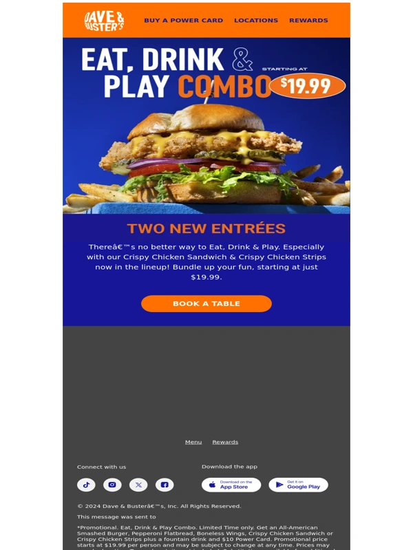 Dave and Busters - ❄️ SNOW many options for $19.99