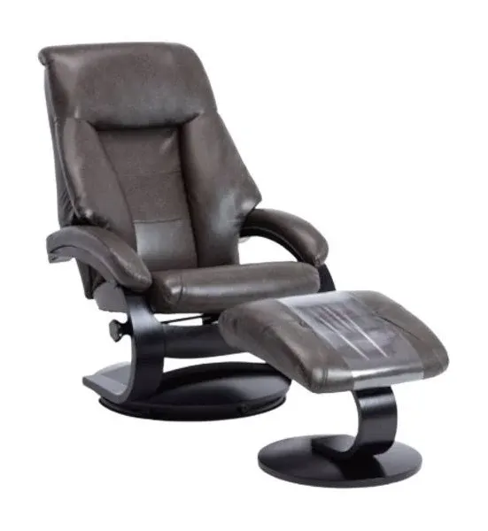 Relax-R Montreal Recliner and Ottoman Top Grain Leather