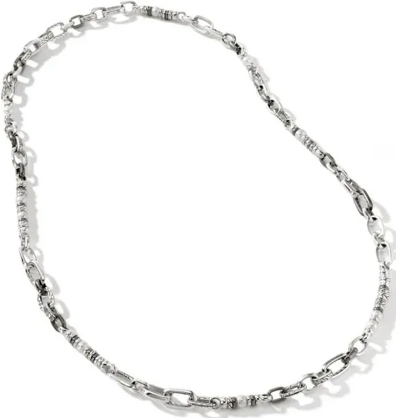John Hardy Men's Sterling Silver Freshwater Pearl Oval Link Necklace