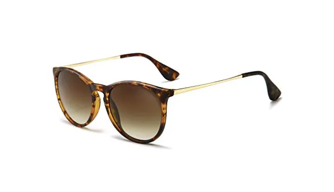 SUNGAIT Vintage Round Sunglasses for Women Men Classic Retro Designer Style (Amber Frame(Matte Finish)/Brown Gradient Lens) 1567HPKC