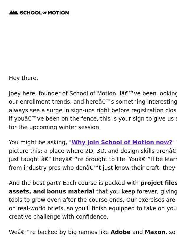 School of Motion - One week left