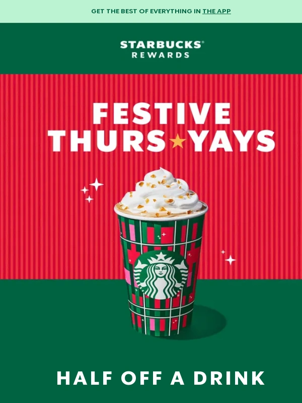 Starbucks - Oh ! Half off a drink ☃️