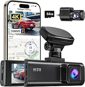 REDTIGER 4K Dash Cam Front and Rear, STARVIS 2 Sensor, 64GB Card Included, 4K/2.5K+1080P Dual Dash Camera for Cars Built-in WiFi GPS, 108$ after coupon $189.99