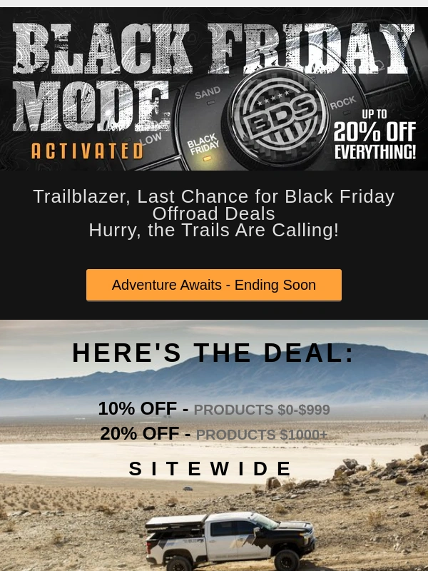 BDS Suspension - Final Hours for Black Friday Savings – Up to 20% Off at BDS Suspension