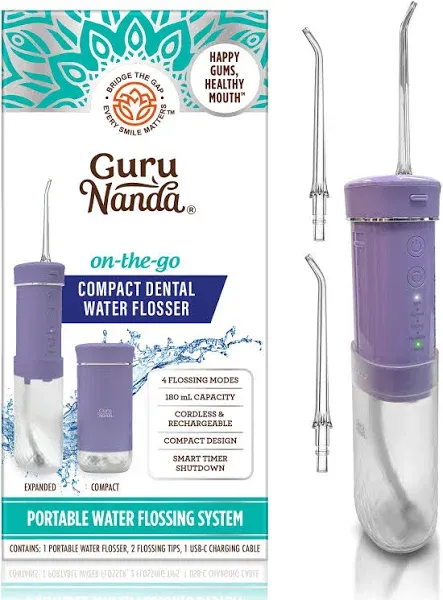 Gurunanda Compact Dental Water Flosser Travel Size Oral Irrigator