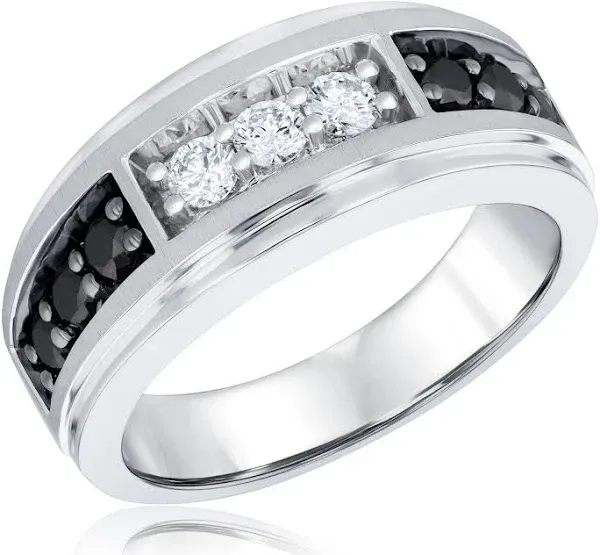 1ctw Black Diamond and Diamond White Gold Band