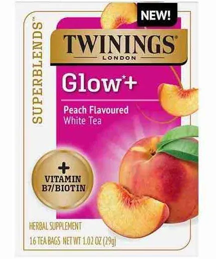 Twinings Superblends Glow+ Vitamin B7/Biotin Peach Flavoured White Tea
