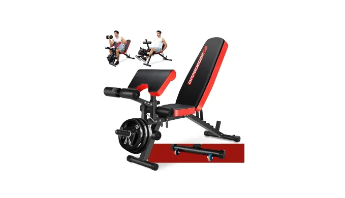 OPPSDECOR 800LBS Adjustable Weight Bench, Workout Bench for Home Gym, Weight Bench with Leg Extension and Leg Curl, Preacher Curl Bench, Gym Bench Exercise Bench