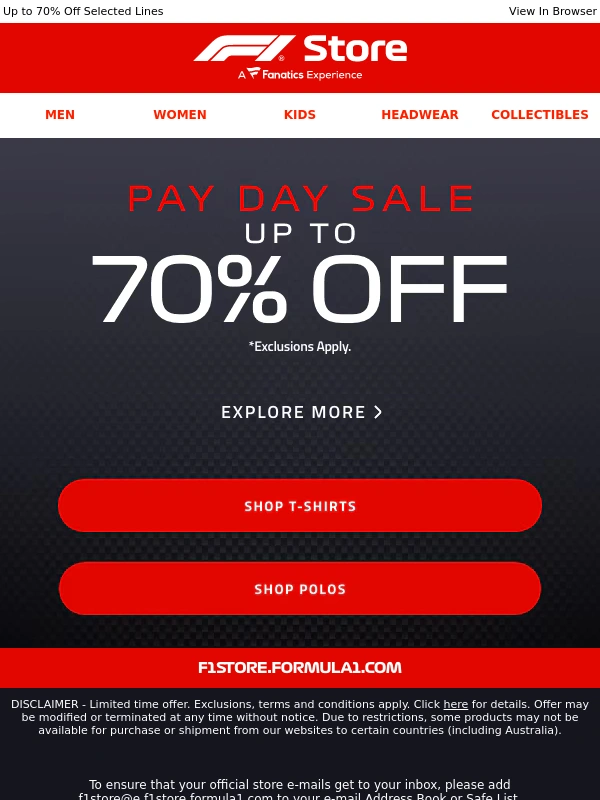 F1 Store - Don't Miss Out On Big Pay Day Sale Savings!