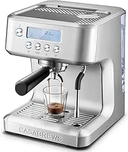 CASABREWS Ultra Espresso Machine with LCD Display, Powerful Milk Frother and Customizable Brewing Temperature, Provides Barista-Level Lattes and Cappuccinos
