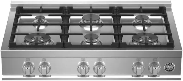 Bertazzoni 36" Gas Rangetop 6 Brass Burners