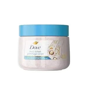 Dove Macadamia & Rice Milk Body Scrub Exfoliates and Deeply Nourishes for Smooth, Radiant Skin 15oz