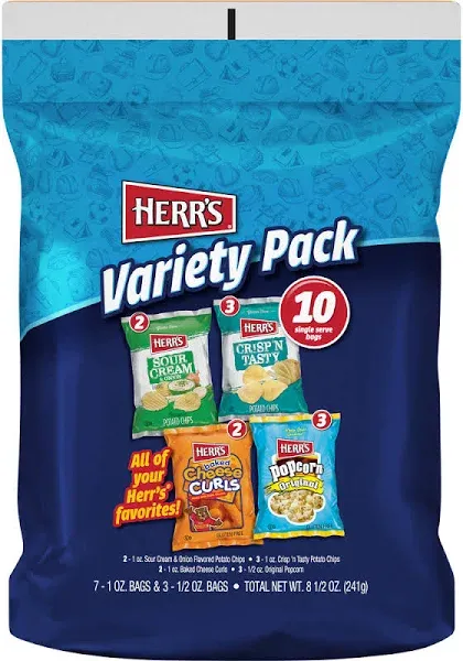 Herr's Potato Chips Variety Pack 10 Pack