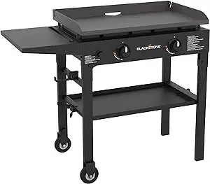 Blackstone - 1883 Original 28” Griddle, Integrated Protective Hood, Counter Height Side Shelves, Powder Coated Steel, Black