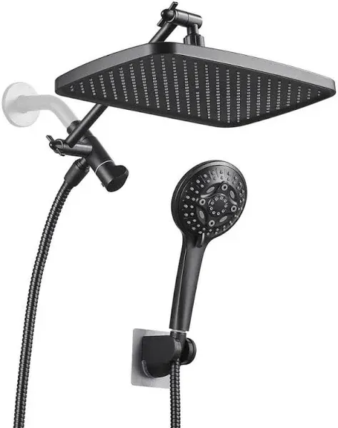 Cobbe 12" Matte Black Rain Showerhead with 8-Spray Setting Handheld Showerhead Combo
