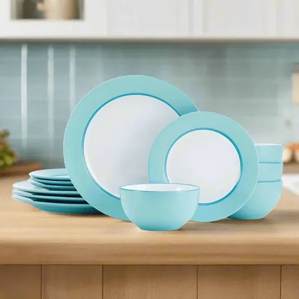 Grayson Teal 12 Piece Dinnerware Set