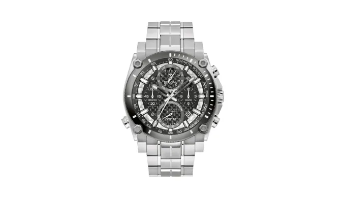 Bulova Men's Chronograph Calendar Precisionist Quartz Silver Watch 46 MM 98B405