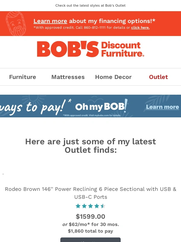 Bob's Furniture - Don't miss out ?: Bob's Outlet exclusives