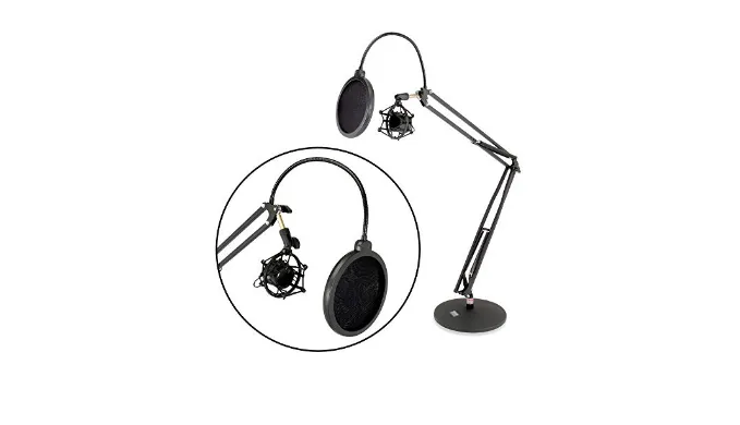 Pyle Dual Suspension Springs and Metal Extension Support Arms, Maximum Mic Arm Extension Distance: 3.1 ft, Maximum Mic Arm Extension Dst: 3.1 ft.- Pyle PMKSH24, Black