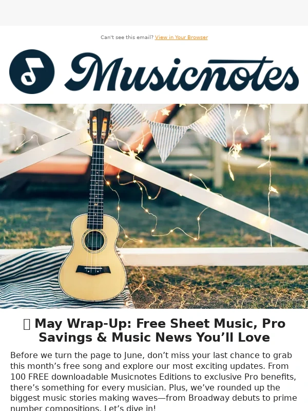 Musicnotes - Last Chance for May’s Freebie + Music News You Need ?