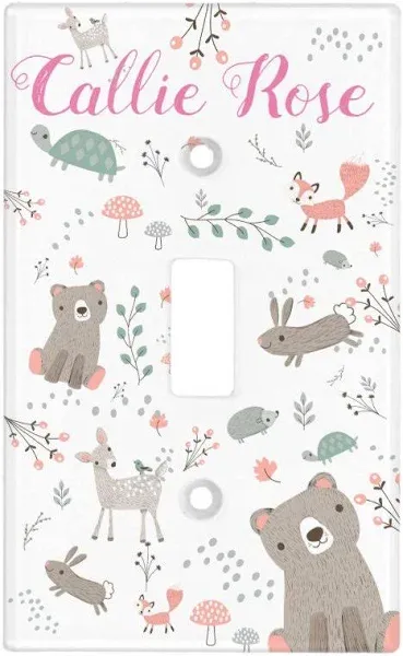 Woodland Animal Nursery Light Switch Plate