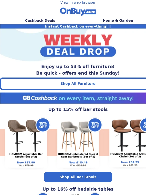 OnBuy - Check out this week's Deal Drop... up to 53% off furniture! ?