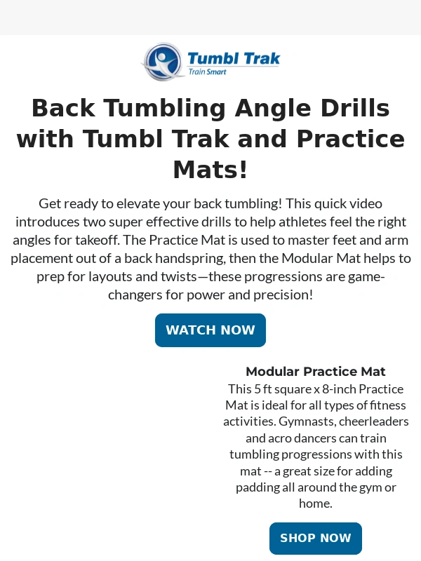 Tumbl Trak - Drill of the Day: Back Tumbling Angle Drills with Tumbl Trak and Practice Mats! ?