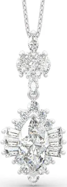 Jeulia Sterling Silver Marquise Cut Dazzling Halo Necklace