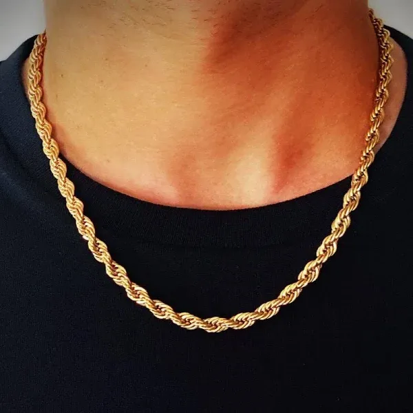 Alfred & Co. London Men's Twisted Silver Rope Chain Necklace