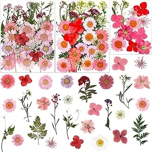 83 Pcs Pink Real Dried Pressed Flowers Natural Leave Petals for DIY Resin Molds Candle Jewelry Nail Crafts