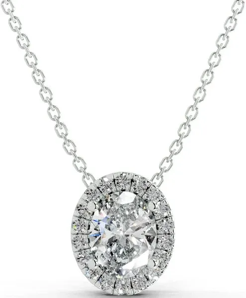 Manon 2.25 Carat Diamond Halo Pendant in 18K White Gold