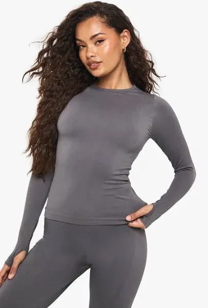 Boohoo Basics Seamless Rib Long Sleeve Top