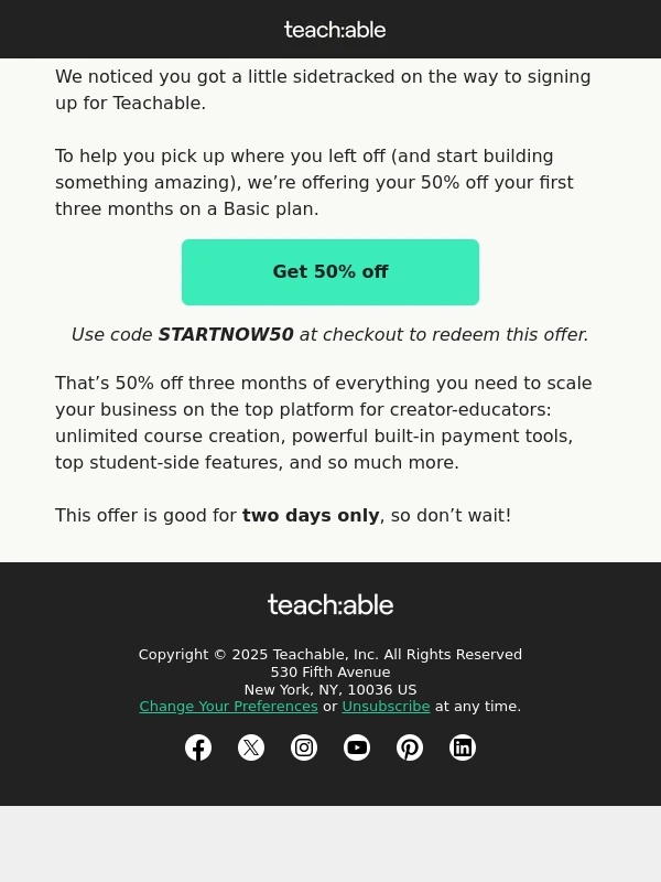 teachable - The weekend is ending…and so is this sale ?