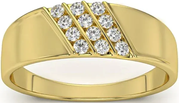 Pompeii3 Men's 1/5ct Multi Row Diamond Polished Ring in Gold