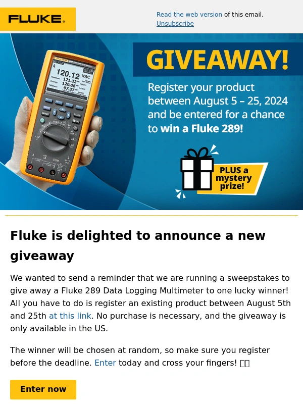 Fluke - Reminder to Enter our Fluke 289 Giveway Today