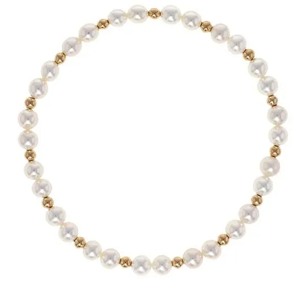 10K Yellow Gold Stretch Bracelet with Cultured Freshwater Pearls