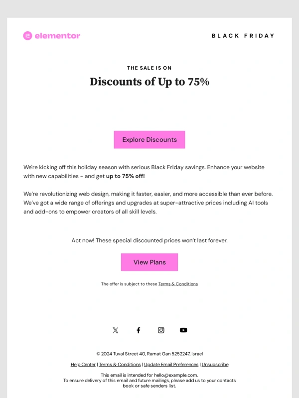 Elementor - Up to 75% Off. Black Friday Sale