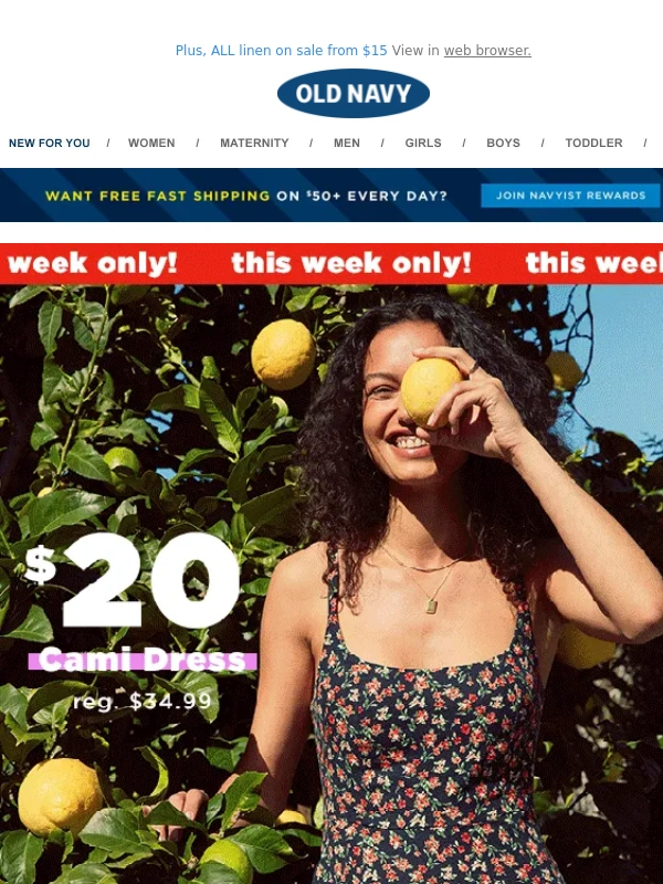 Old Navy - $20 for the cami dress that does it all
