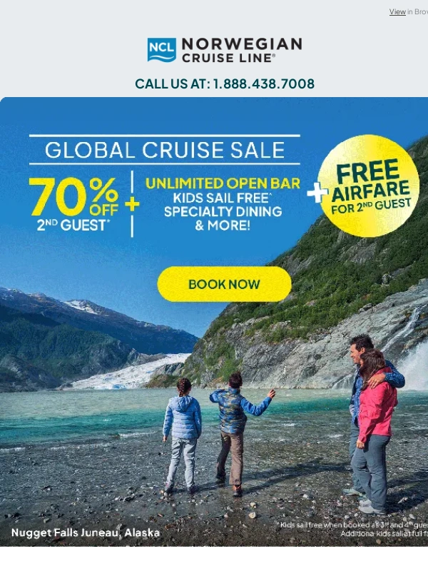 Norwegian Cruise Line - NEW: 70% Off 2nd Guest!