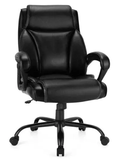 Costway 400 lbs Big & Tall Leather Office Chair Adjustable High Back