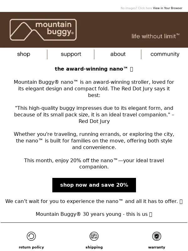 Mountain Buggy - 20% OFF the Award-Winning nano™ – Your Perfect Travel Companion!