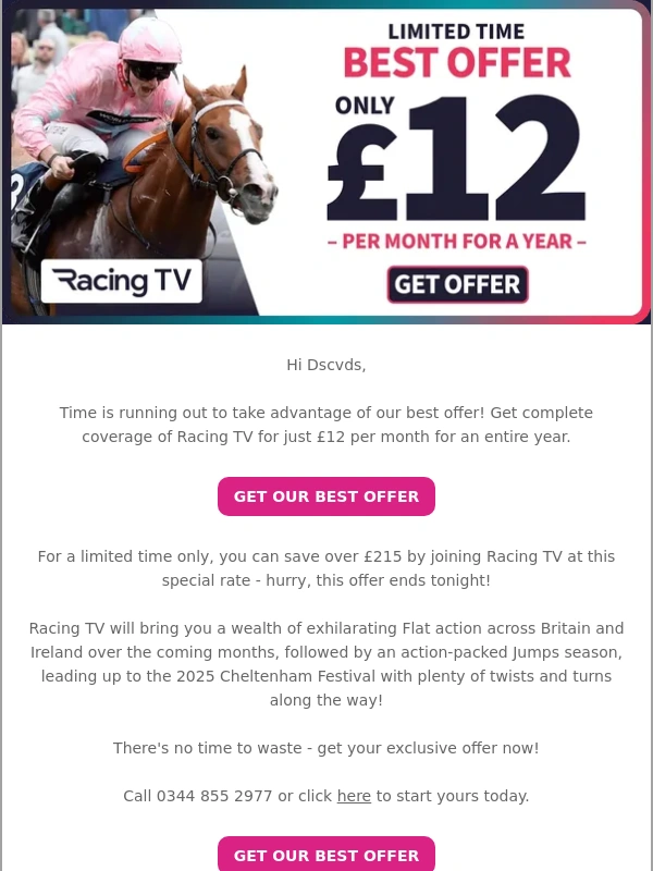Racing TV - Last Chance: Get Racing TV for Just £12/Month! ?