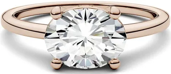 14K Rose Gold Oval Moissanite Solitaire Ring