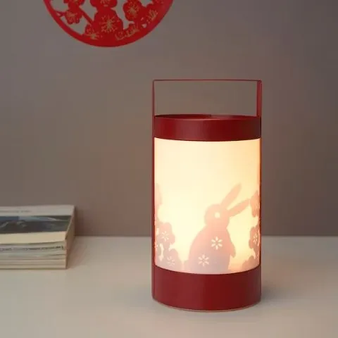 Ikea FOSSTA LED table decoration, battery operated lantern/red - IKEA