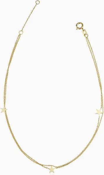 ORADINA 14K Yellow Solid Gold Starry-Eyed Anklet