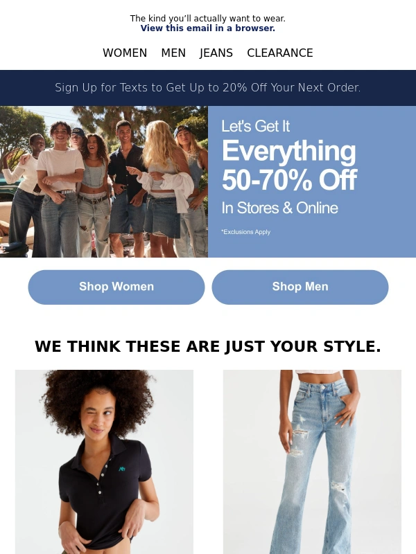 Aeropostale - 50–70% OFF + Uniform ‘fits from $10 Inside →