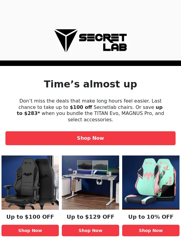 Secretlab - Last chance to snag up to $283 off your full setup