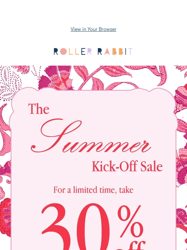Roller Rabbit - Sale Starts Now: Take 30% Off This Weekend Only