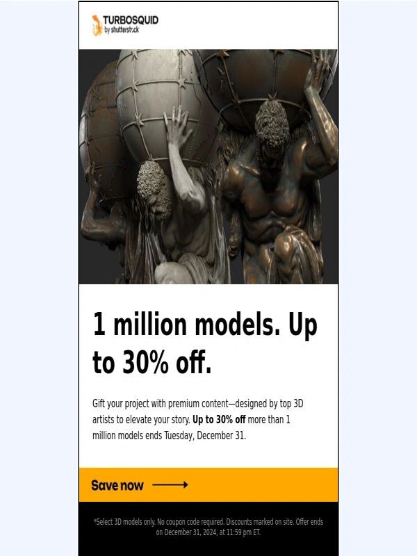 TurboSquid - Ends tomorrow: 30% off 3D Models