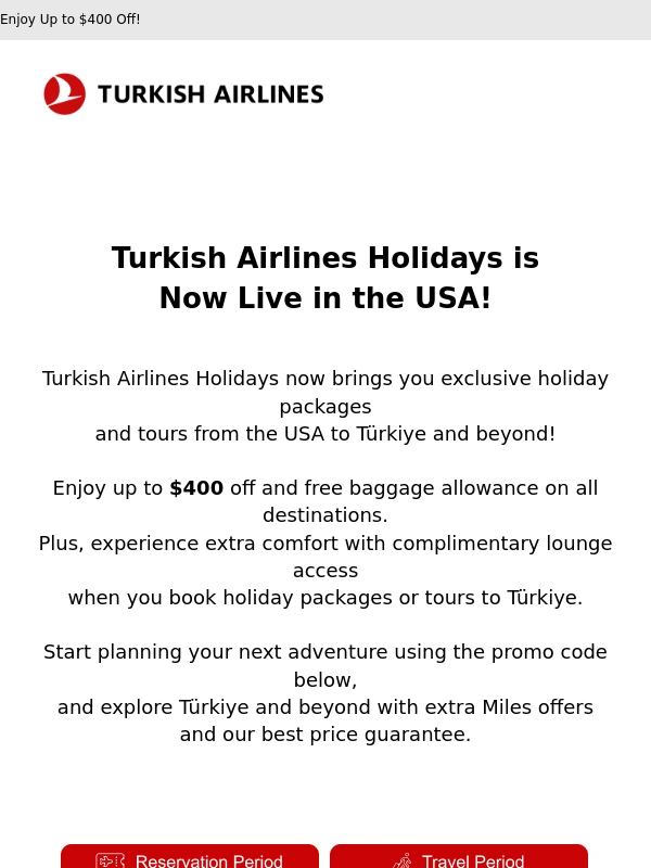 Turkish Airlines - Meet Turkish Airlines Holidays; Now in the USA!